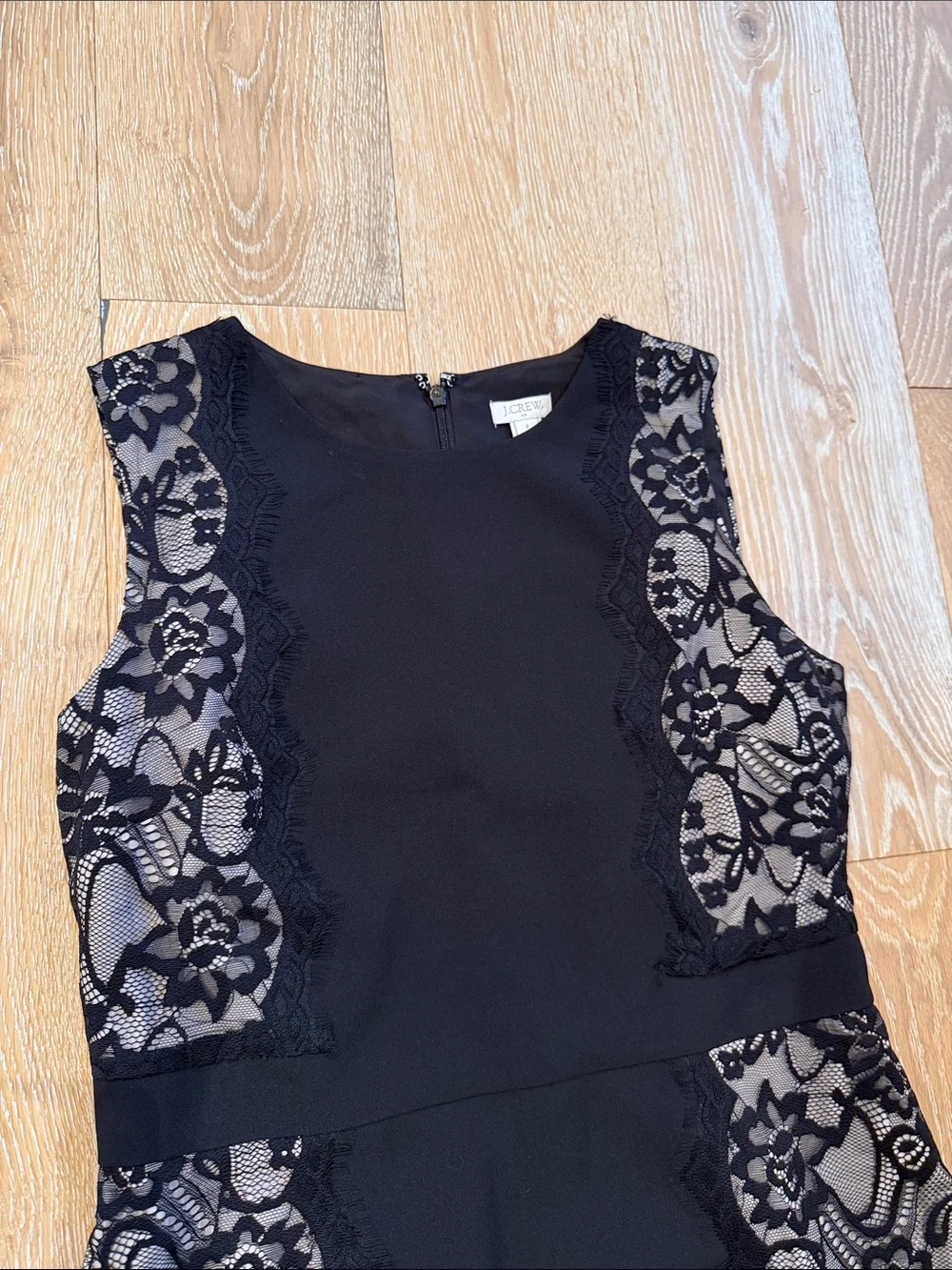 NWT J. Crew Black Lace Side Panel Cocktail Dress Size 8